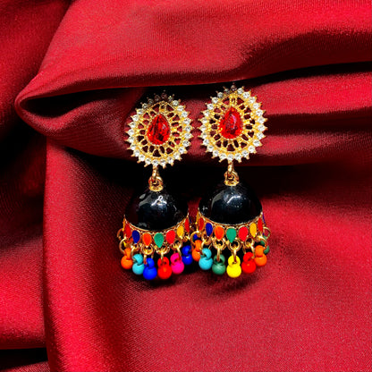 Radiant Multicolor Gem Jhumkas