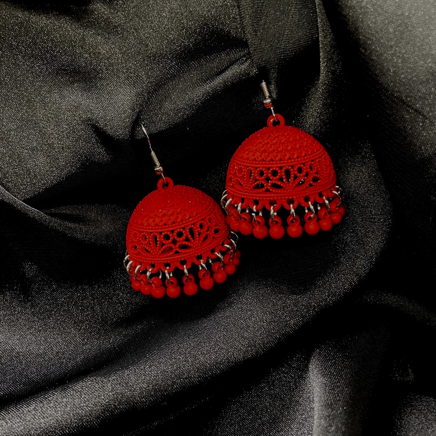 Red Elegance Jhumkas