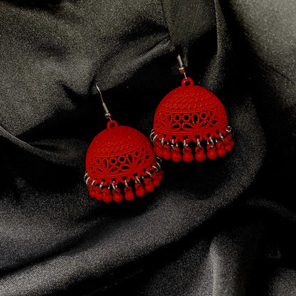 Red Elegance Jhumkas