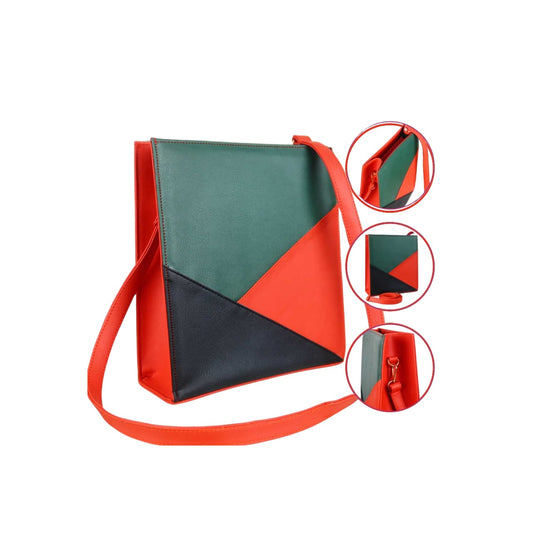 Tri-Color Geometric Sling Bag